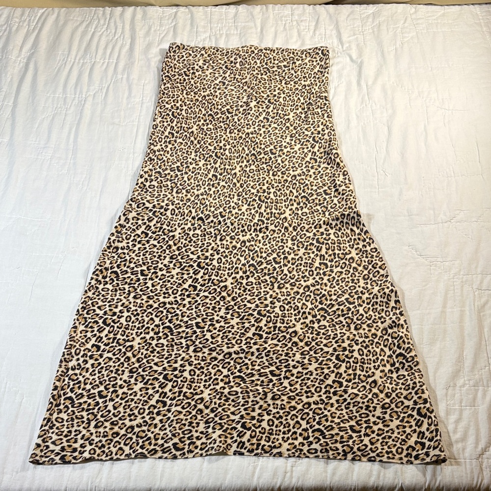 Anthropologie Leopard Print Strapless Maxi Dress - Chic Animal Print Size Small